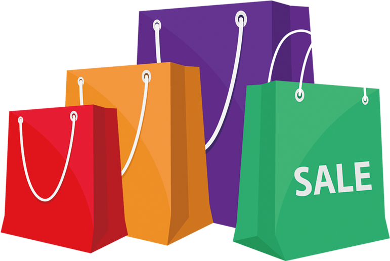 Colorful Shopping Bags Sale PNG Image