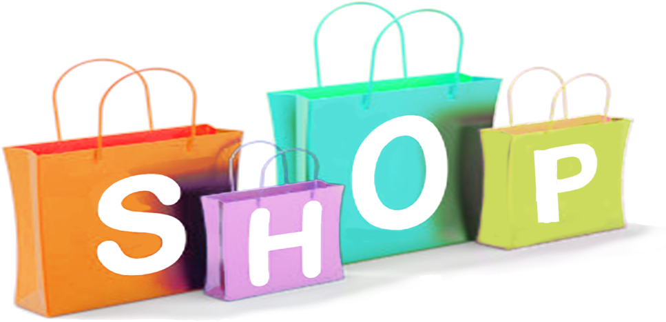 Colorful Shopping Bags With Shop Text PNG Image