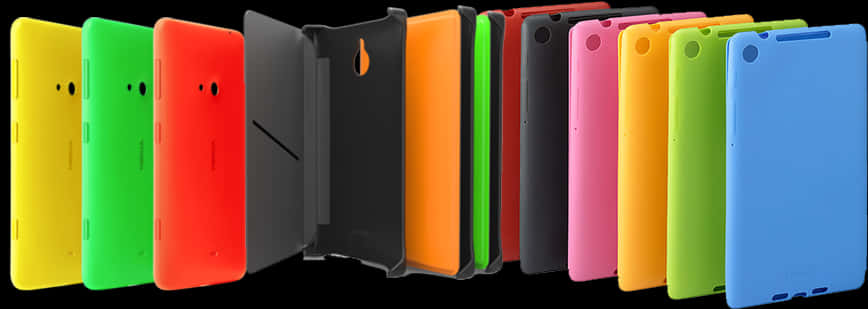 Colorful Smartphone Cases Display PNG Image