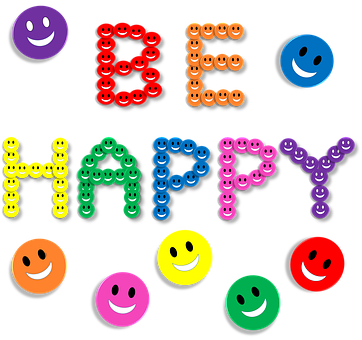 Colorful Smiley Face Happy Text PNG Image