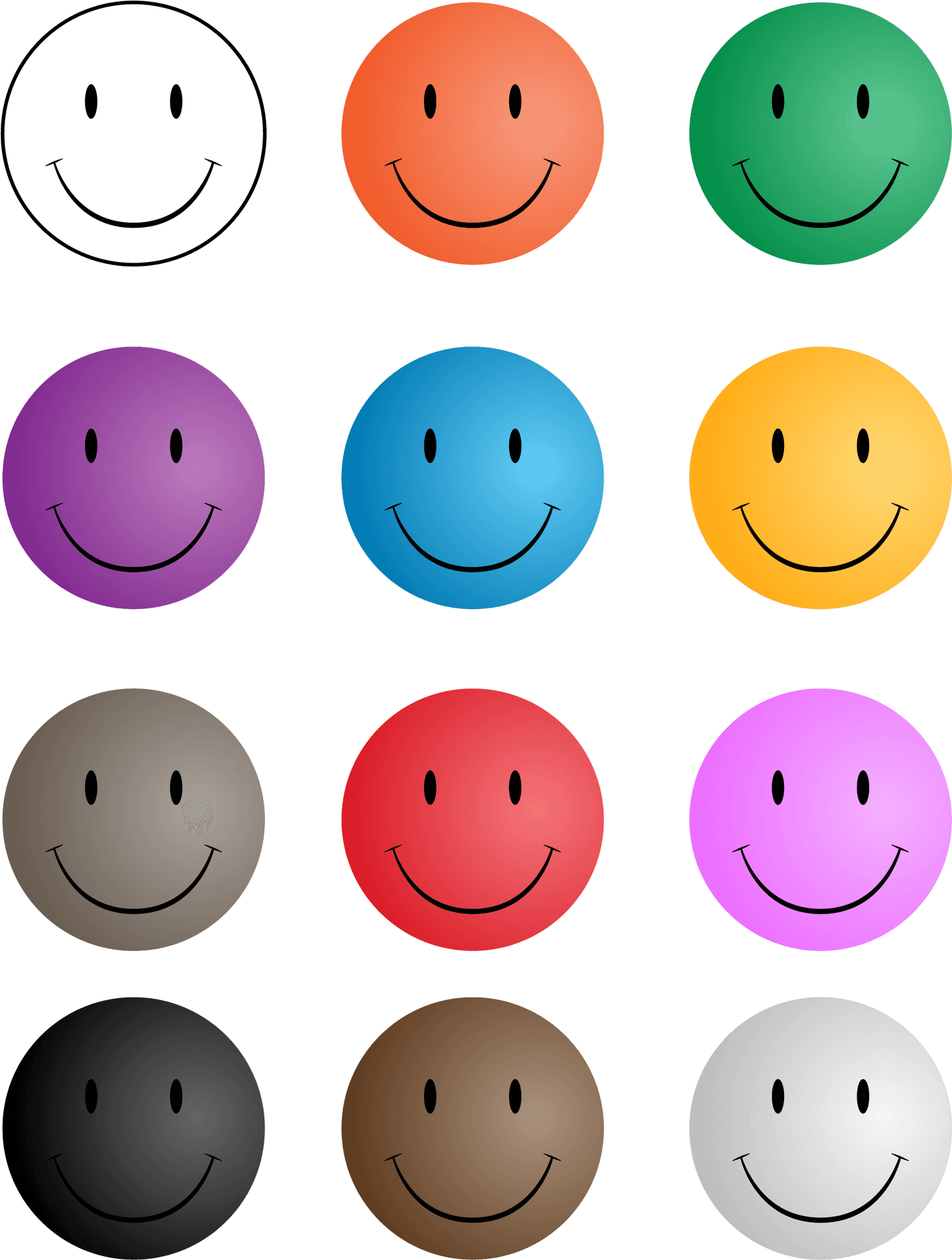 Colorful Smiley Faces Array PNG Image