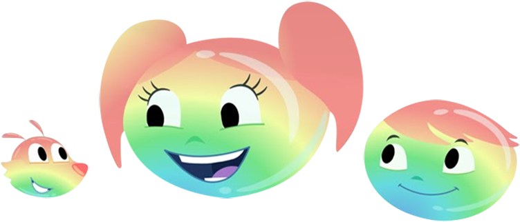 Colorful Smiling Cartoon Faces PNG Image