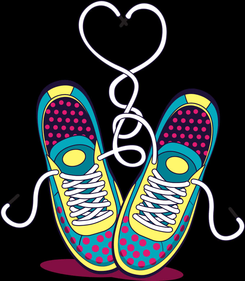 Colorful Sneakers Love Heart Laces PNG Image