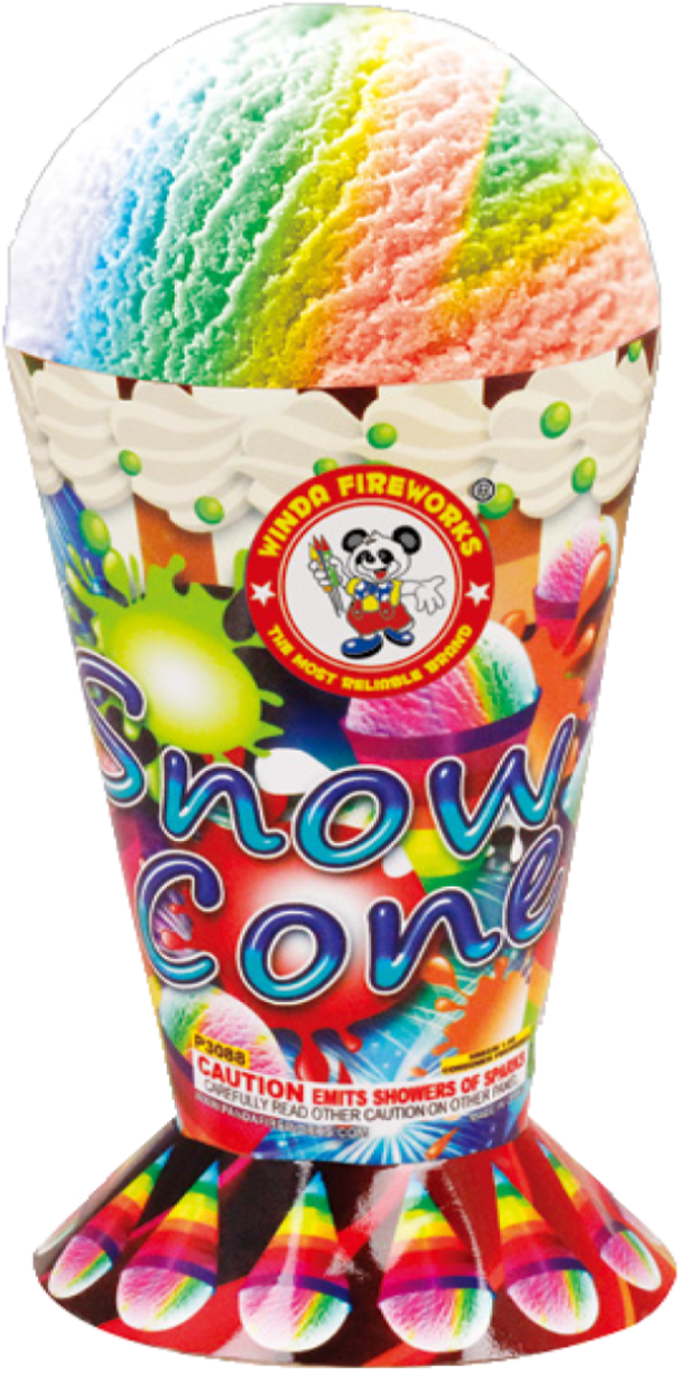 Colorful Snow Cone Fireworks Packaging PNG Image