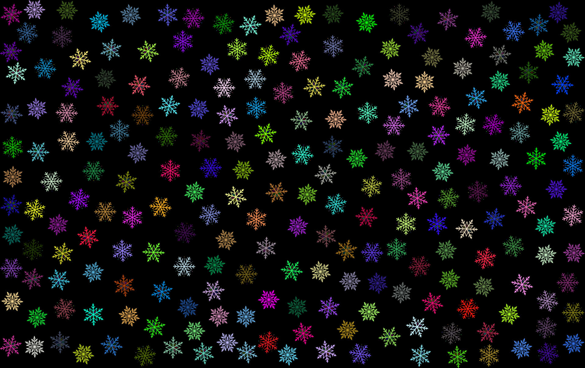 Colorful Snowflake Patternon Black Background PNG Image