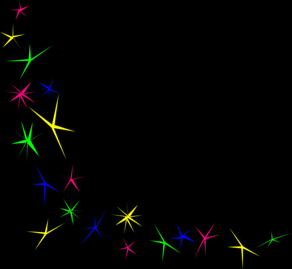 Colorful Sparkleson Black Background PNG Image