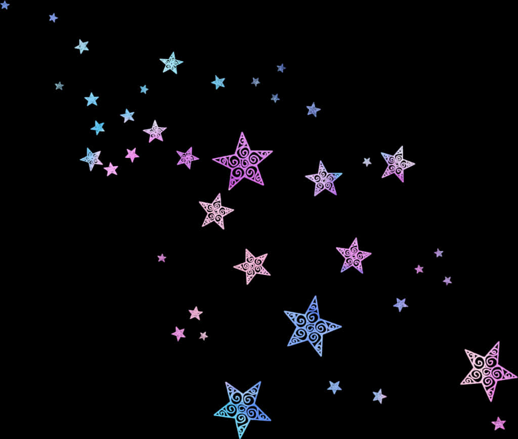 Colorful Sparkling Stars Pattern PNG Image