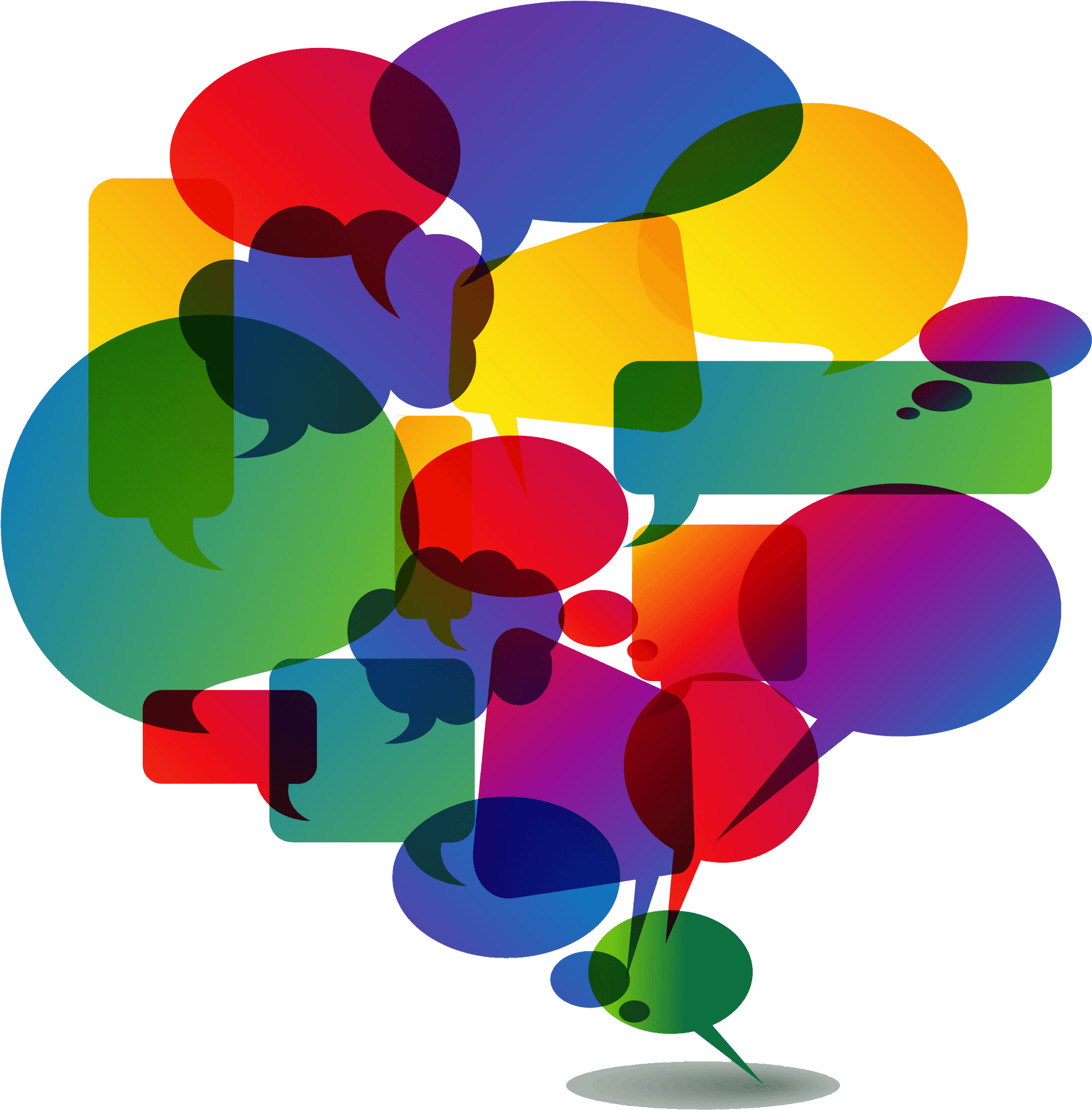 Colorful Speech Bubbles Overlap PNG Image