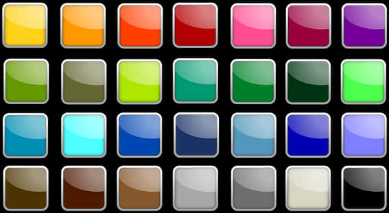 Colorful Square Buttons Collection PNG Image