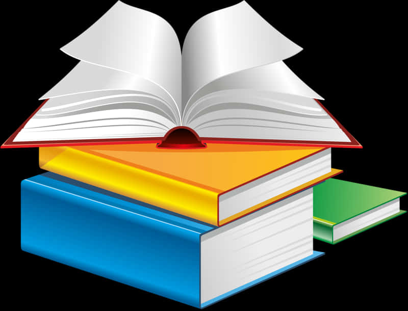 Colorful Stacked Books Graphic PNG Image