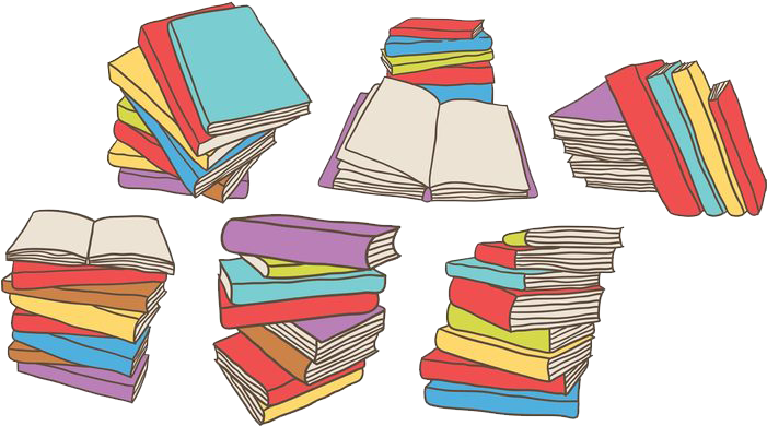 Colorful Stacked Books Illustration PNG Image