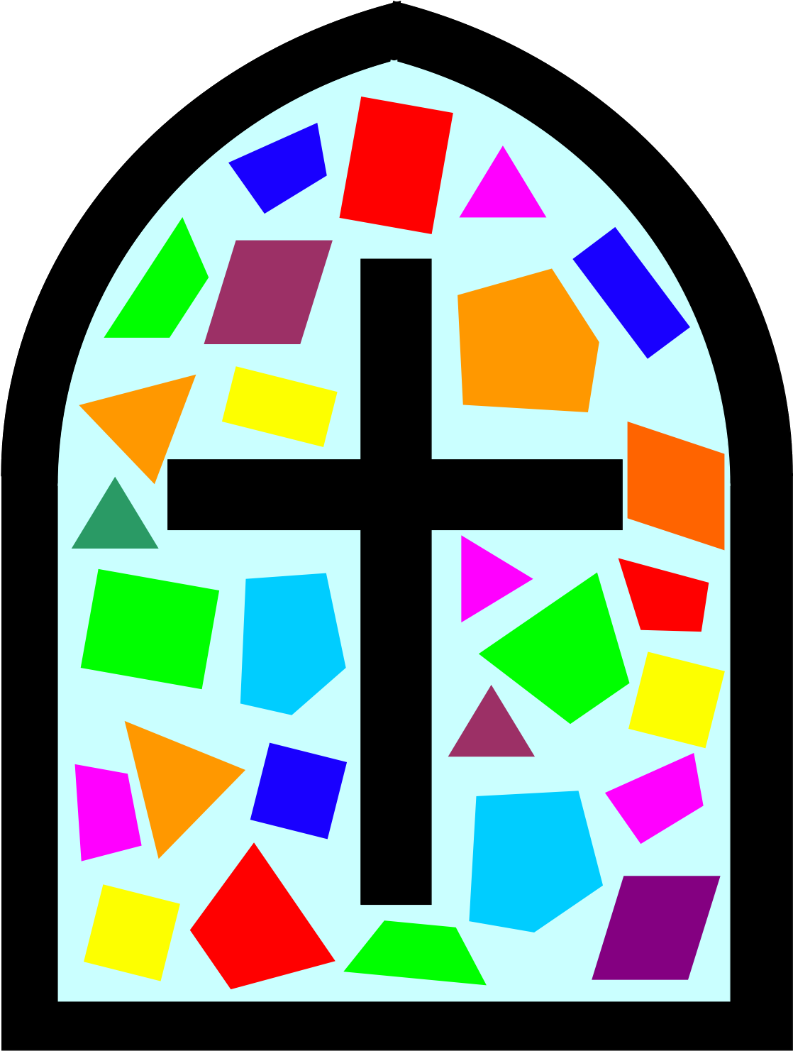 Colorful Stained Glass Cross PNG Image