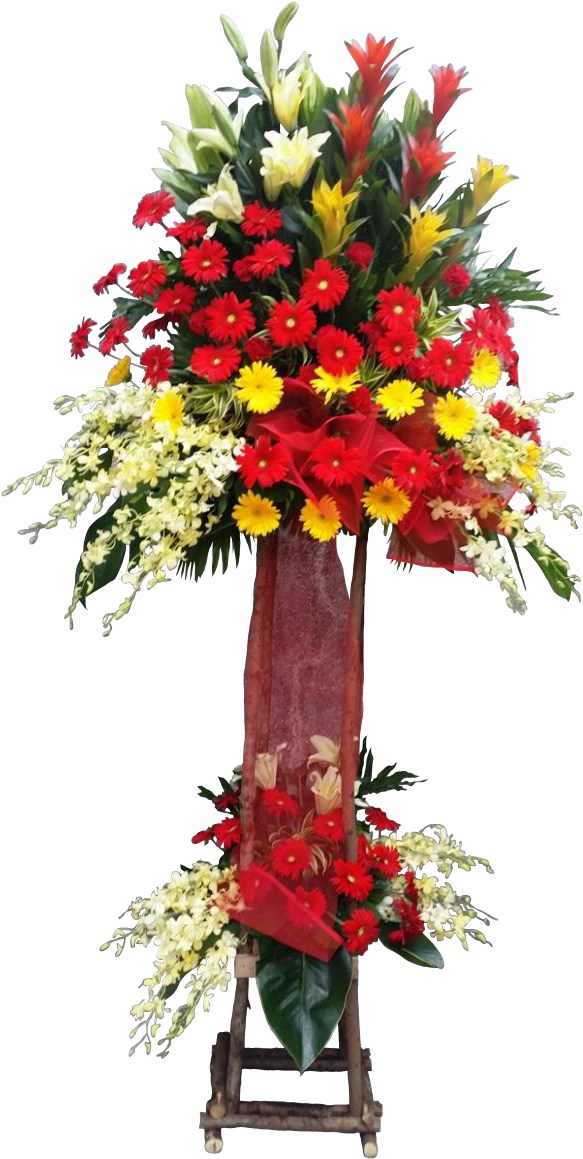 Colorful Standing Flower Arrangement PNG Image