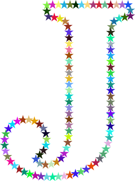 Colorful Star Patterns Forming Letters J I PNG Image