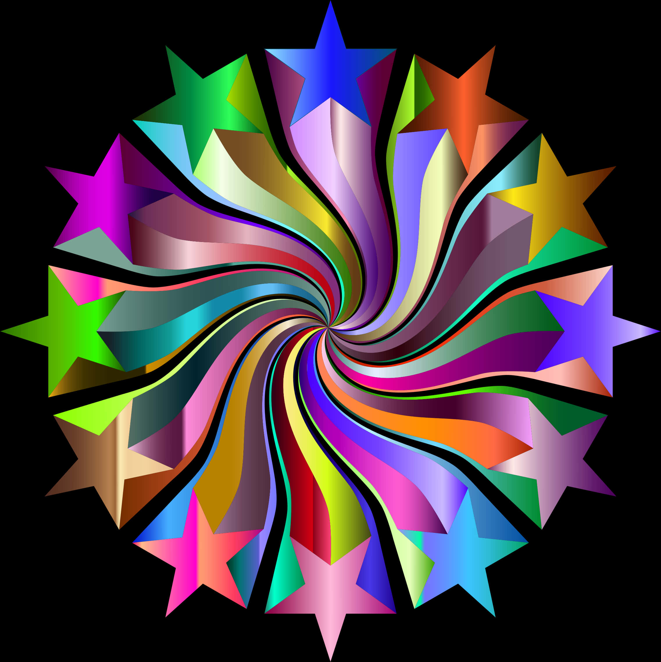 Colorful Starburst Swirl PNG Image