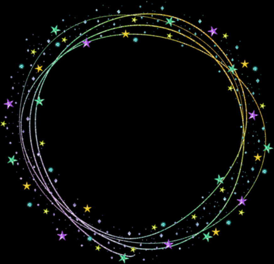 Colorful Starry Circle Frame PNG Image