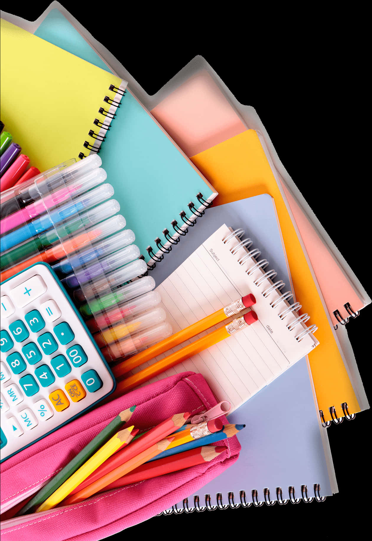 Colorful Stationery Collection PNG Image