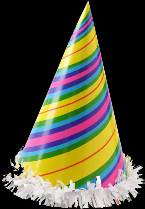 Colorful Striped Birthday Party Hat PNG Image