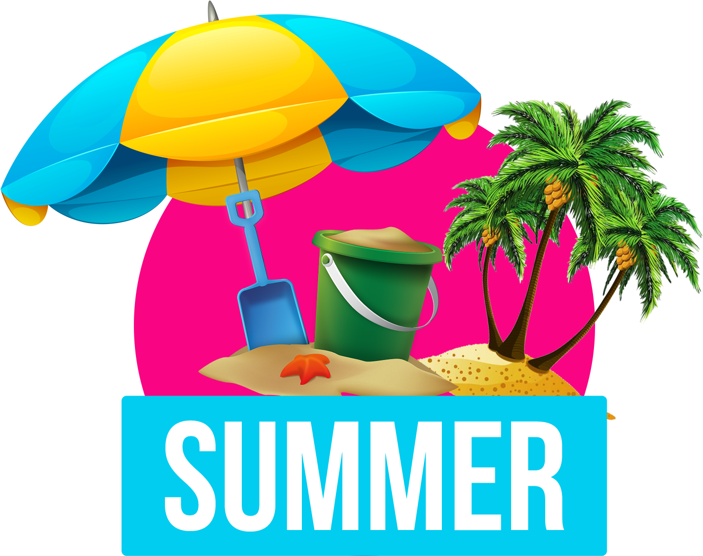 Colorful Summer Vacation Graphic PNG Image