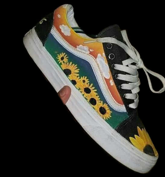 Colorful Sunflower Sneaker PNG Image