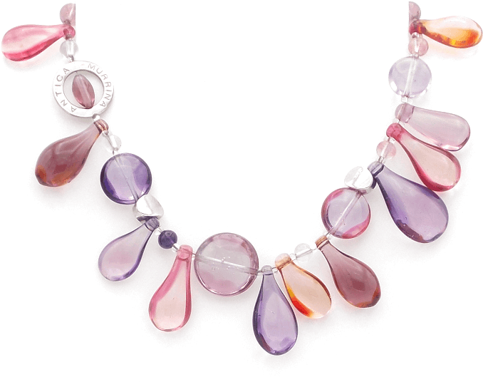 Colorful Teardrop Gemstone Necklace Illustration PNG Image