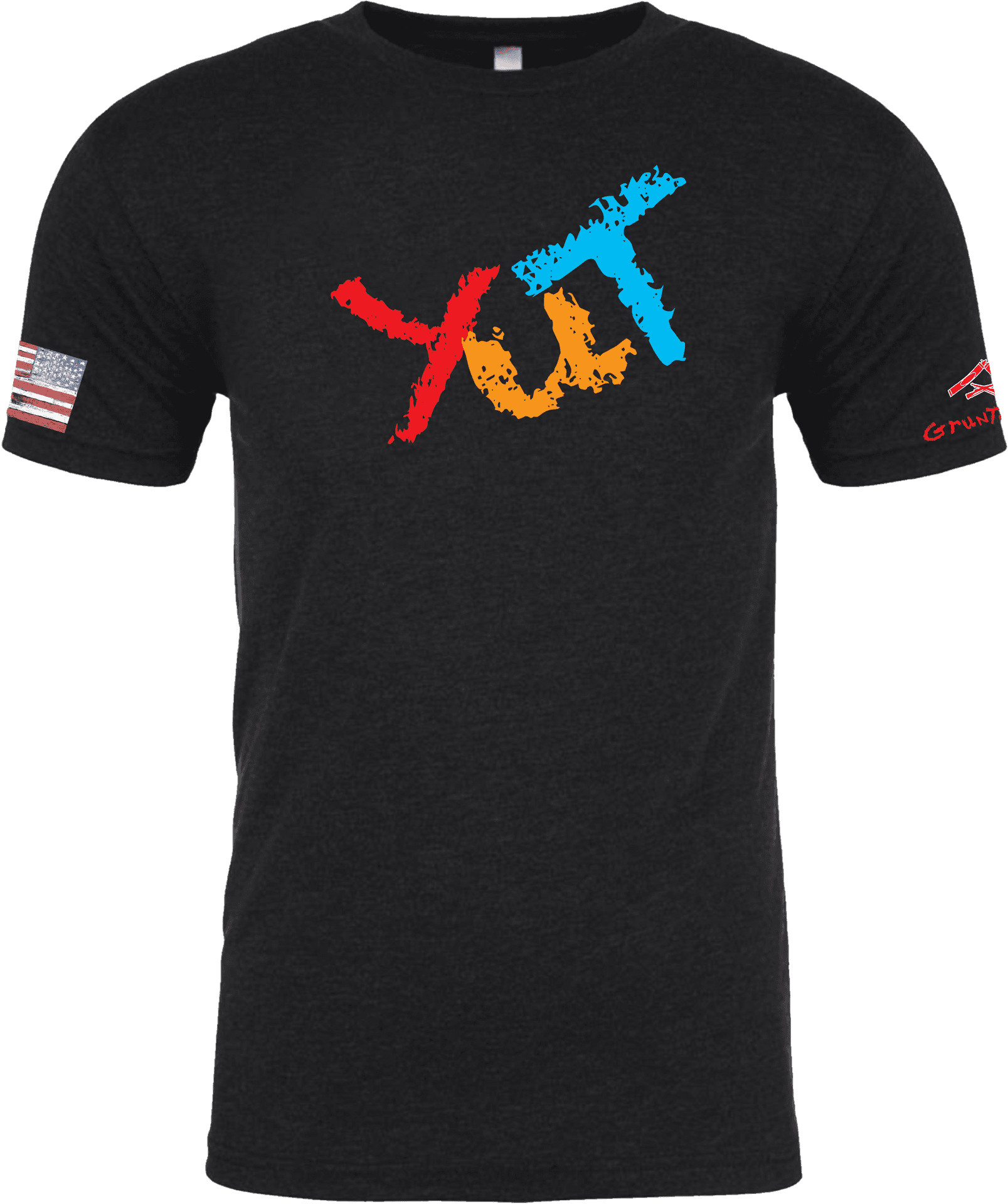 Colorful Text Black T Shirt Design PNG Image