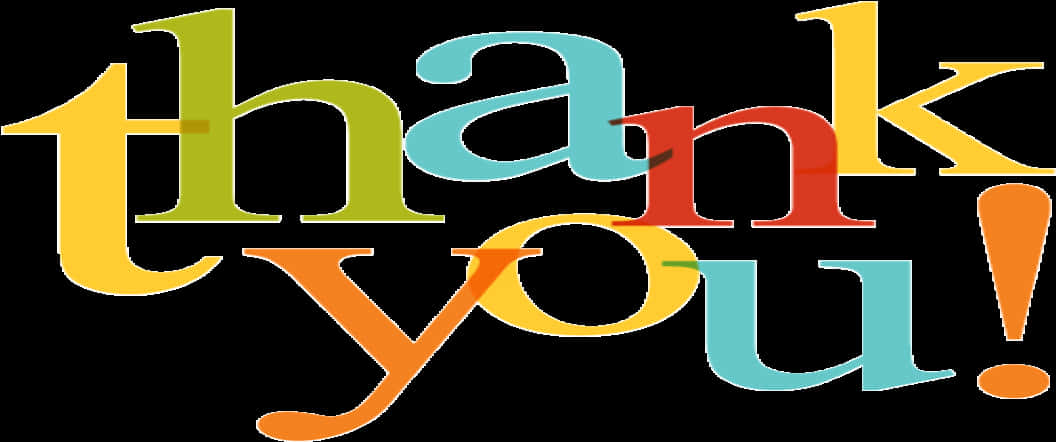 Colorful Thank You Text PNG Image