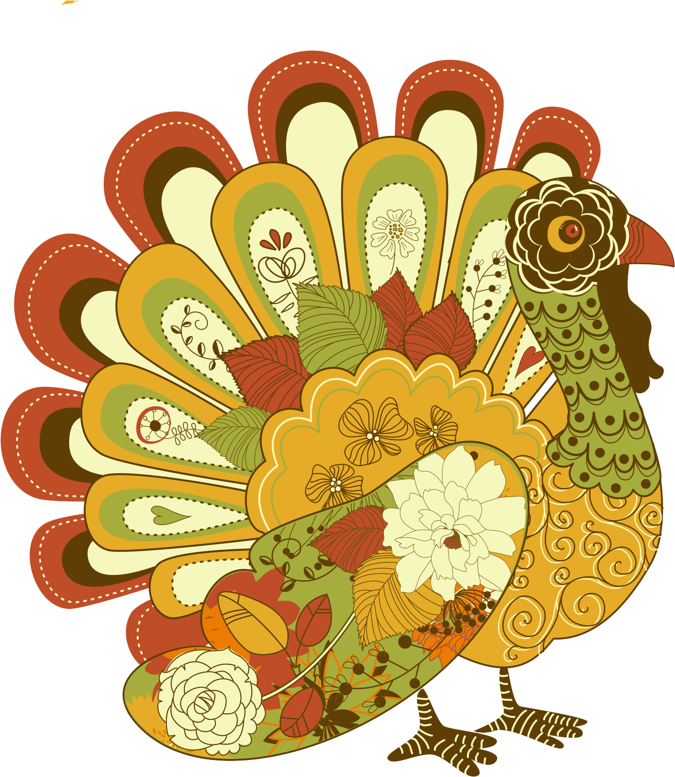 Colorful Thanksgiving Turkey Illustration PNG Image