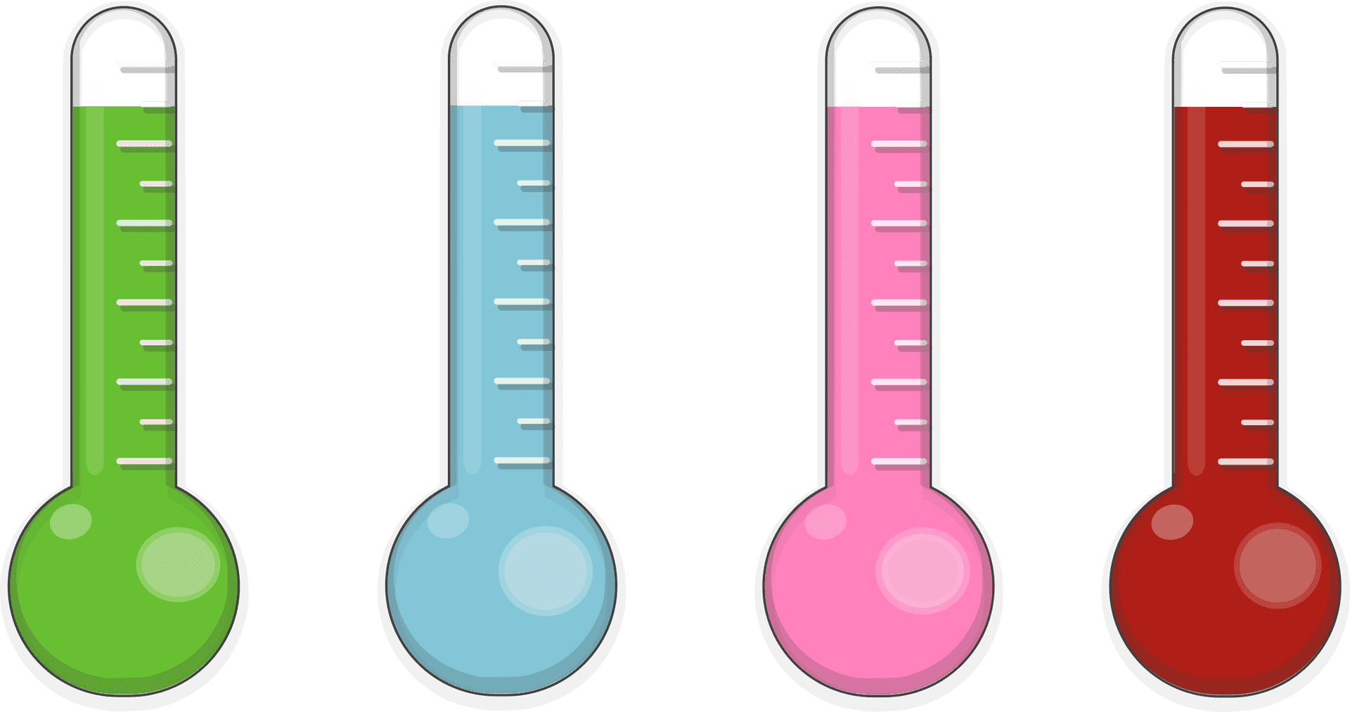 Colorful Thermometers Vector PNG Image