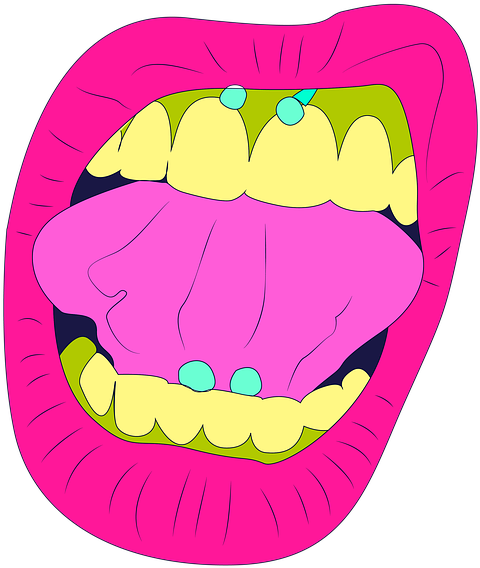 Colorful Tongue Piercing Illustration PNG Image