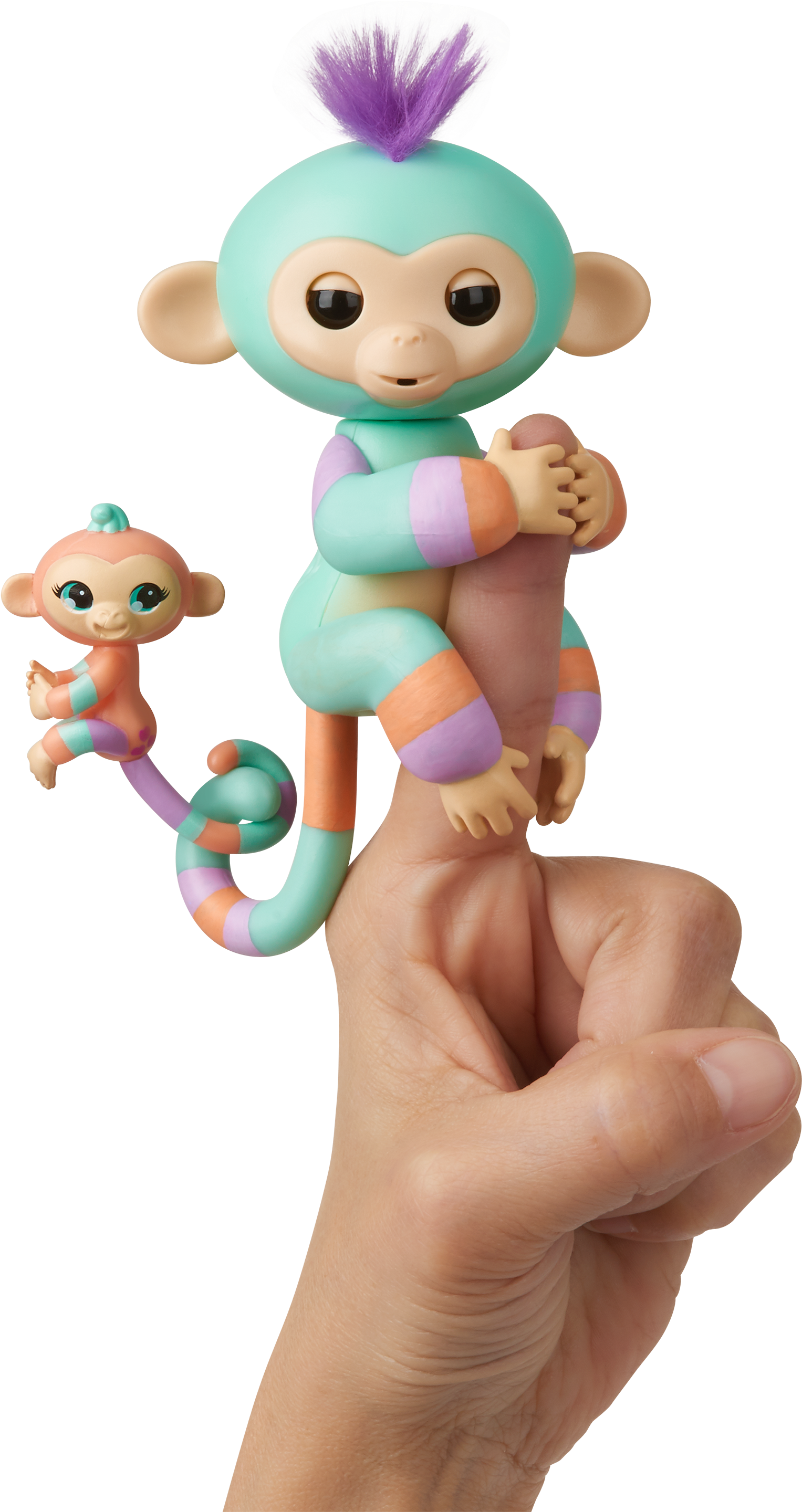 Colorful Toy Monkeyson Finger PNG Image