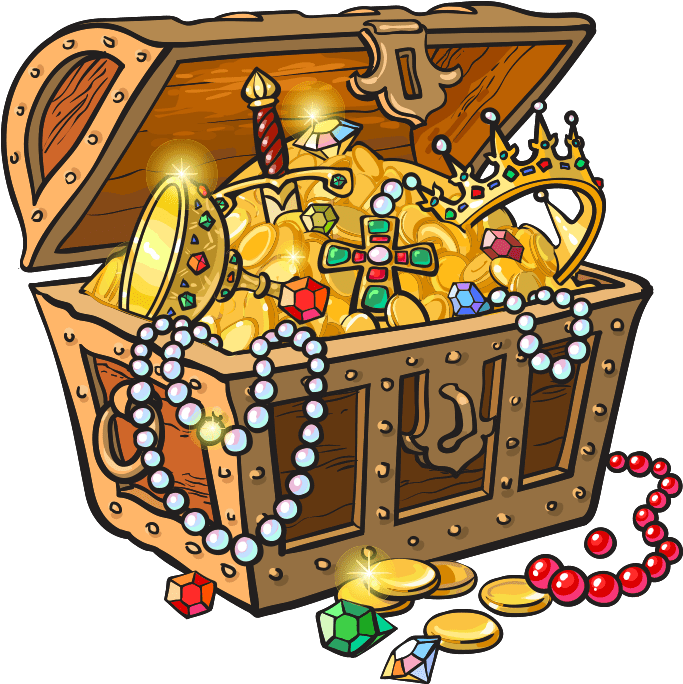 Colorful Treasure Chest Fullof Jewelsand Gold PNG Image