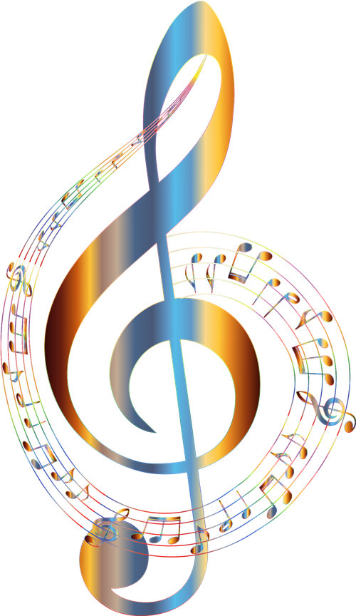 Colorful Treble Clef Design PNG Image