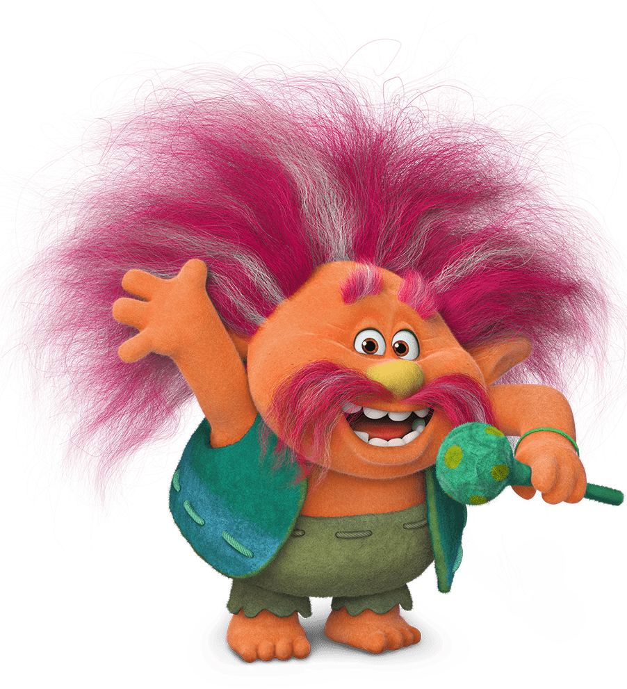 Colorful Troll Character With Fish PNG Image