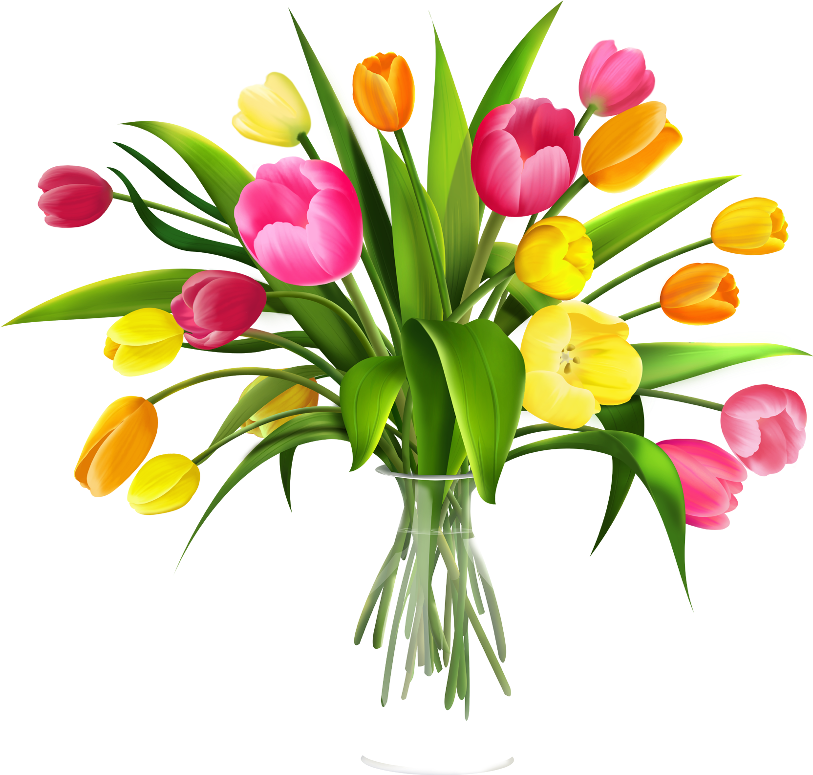 Colorful_ Tulip_ Bouquet_in_ Vase.png PNG Image