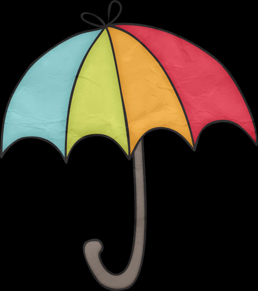 Colorful Umbrella Black Background PNG Image