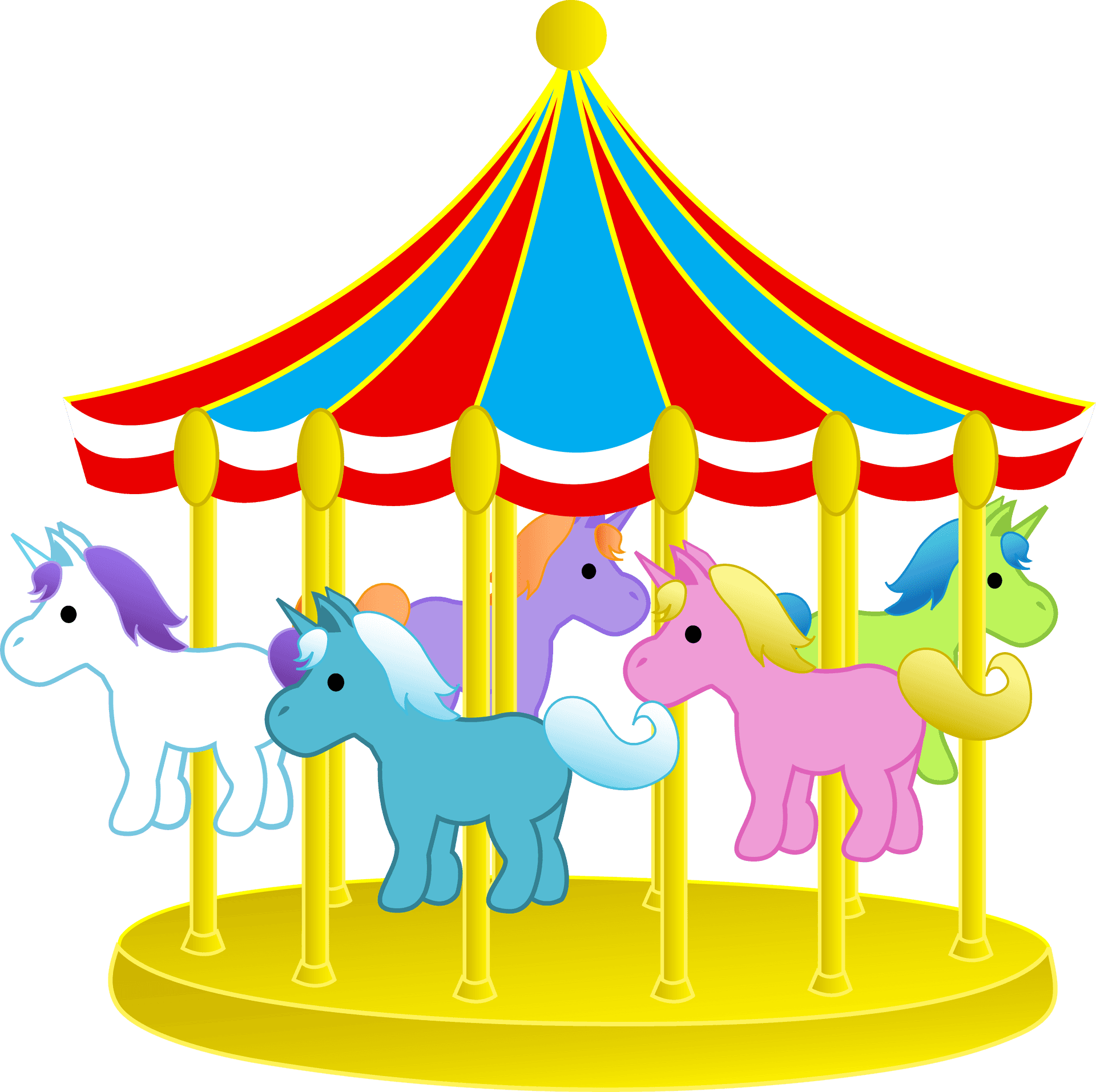 Colorful Unicorn Carousel Illustration PNG Image