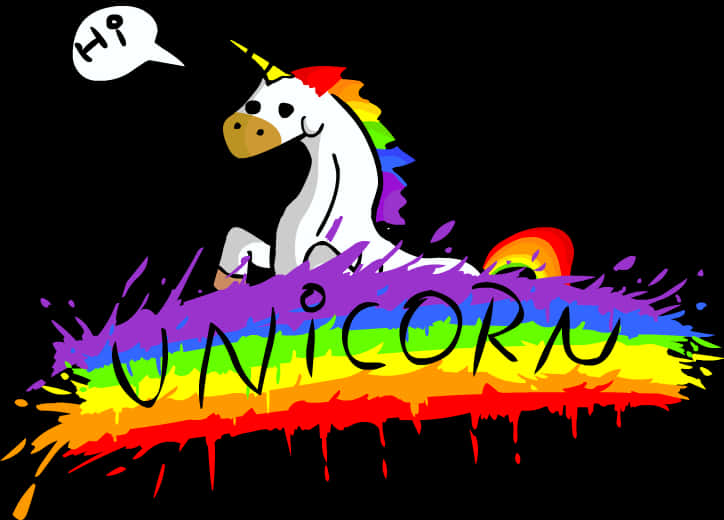 Colorful Unicorn Greeting PNG Image