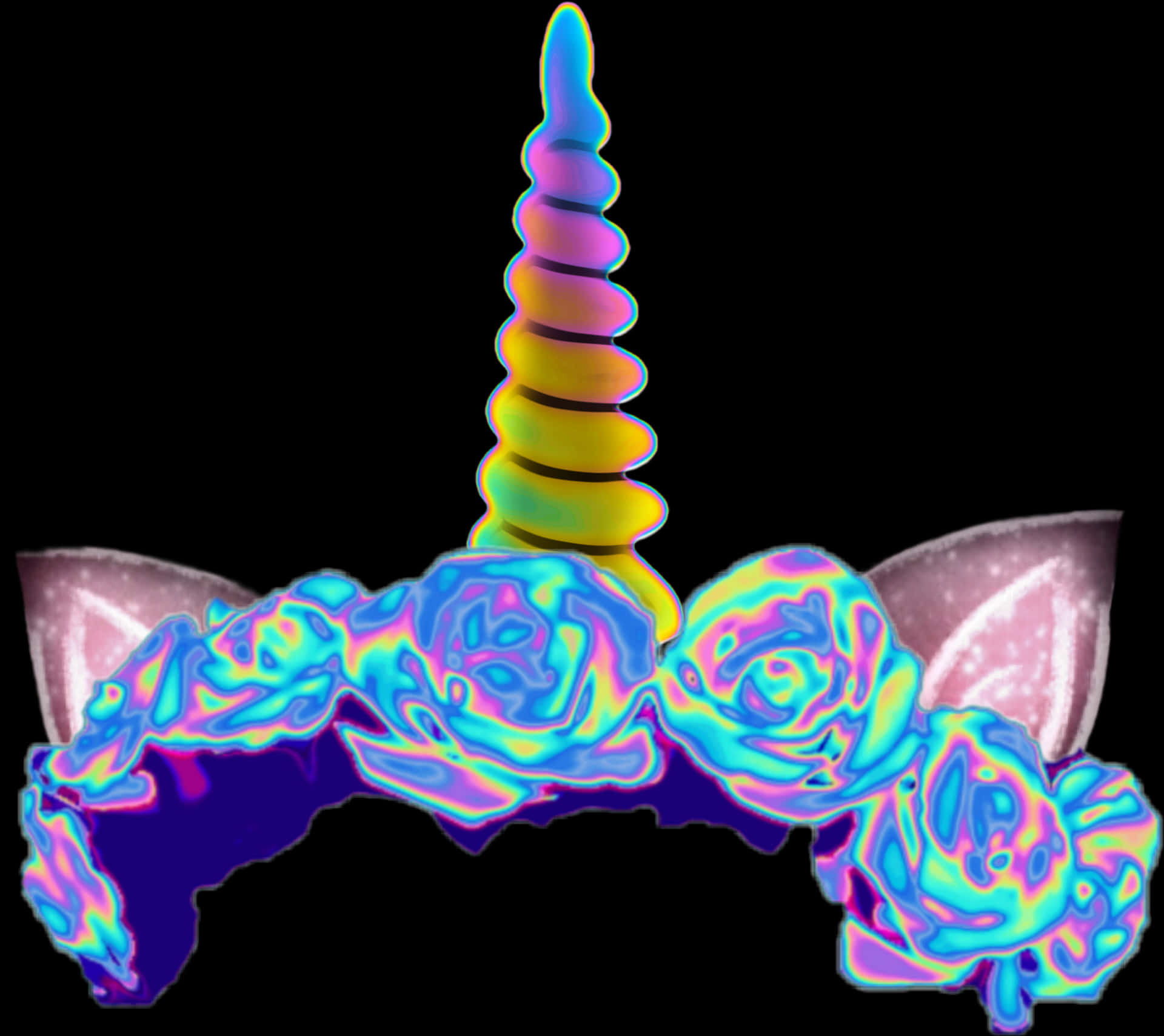 Colorful Unicorn Hornand Ears PNG Image