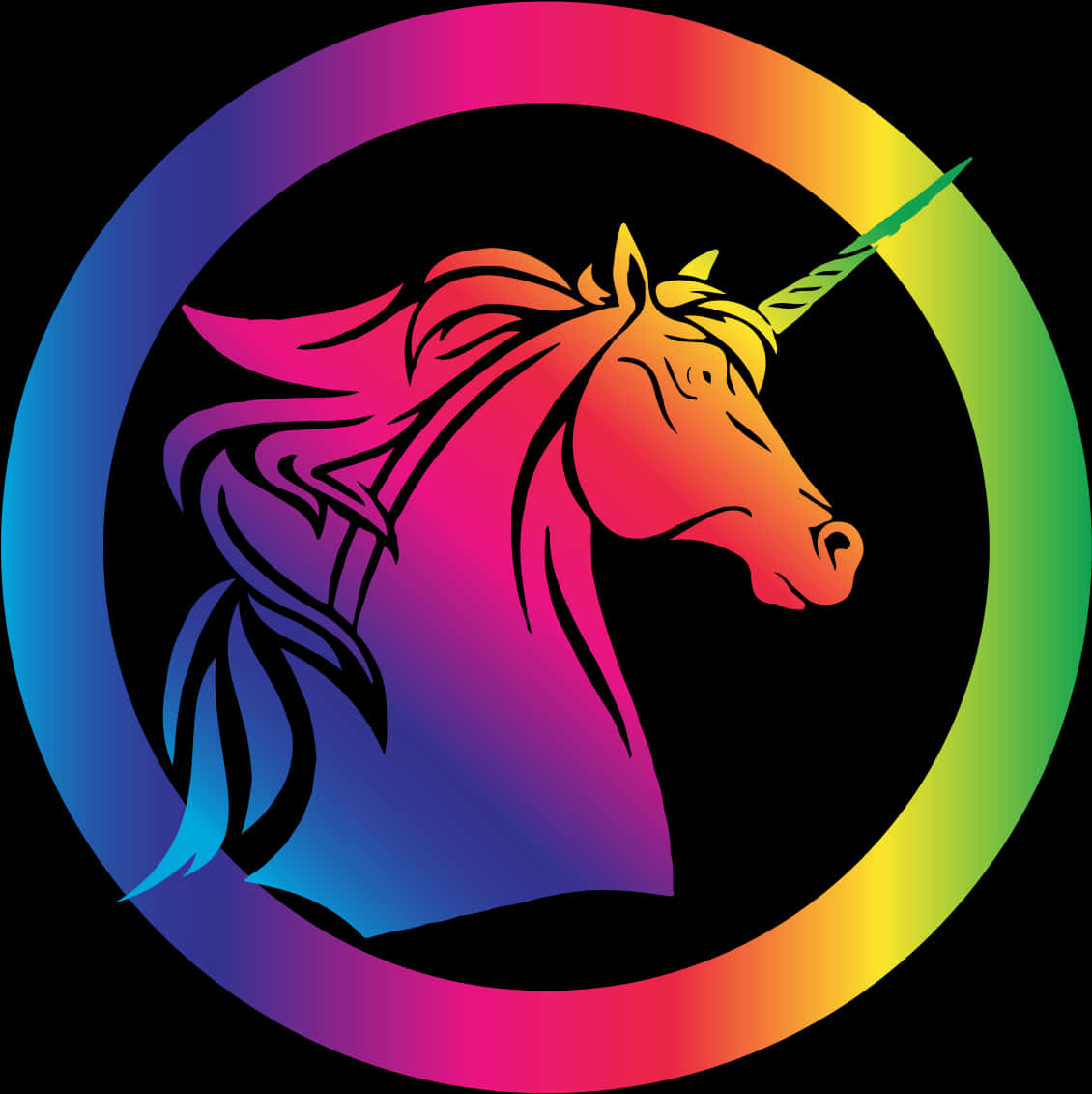 Colorful Unicorn Profile Rainbow Circle PNG Image