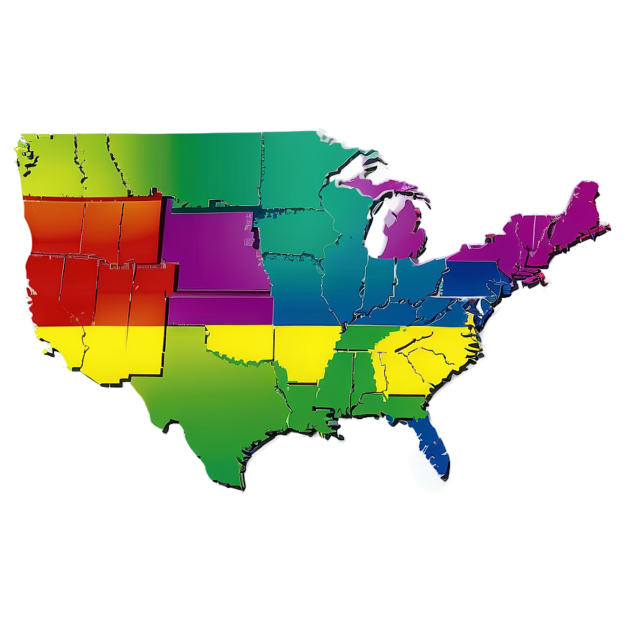 Colorful Usa Map Png Roe PNG Image