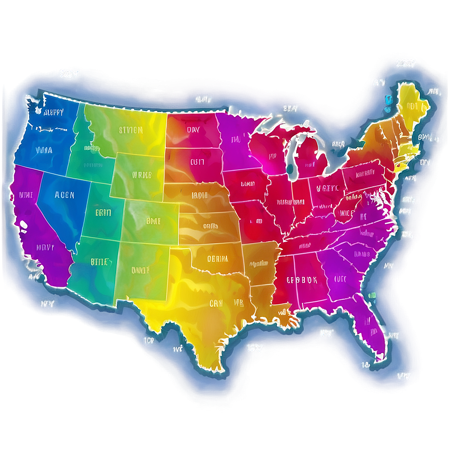 Colorful Usa Map Png Usj PNG Image