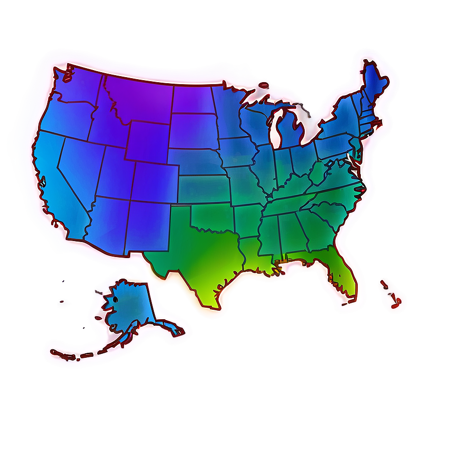 Colorful Usa Map Png Yfu PNG Image