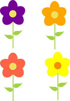 Colorful Vector Flowers Illustration PNG Image