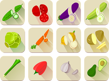 Colorful Vegetable Icons Set PNG Image