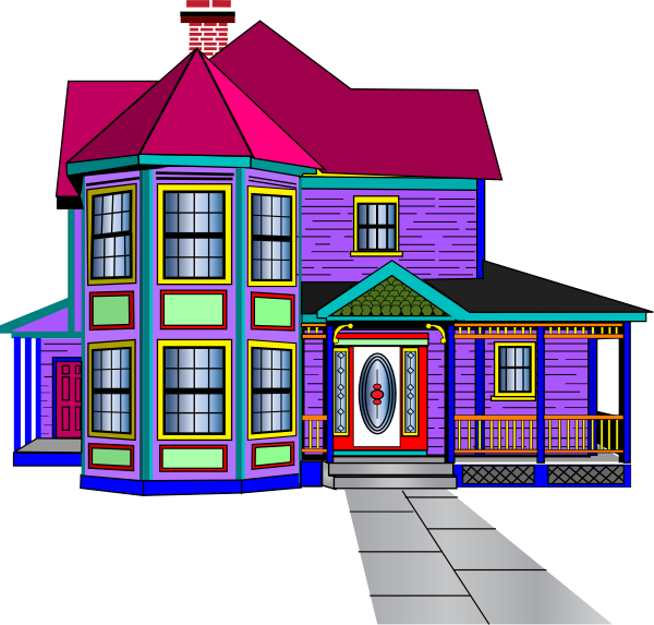 Colorful Victorian House Clipart PNG Image