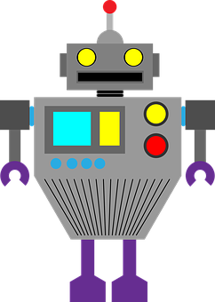 Colorful Vintage Robot Illustration PNG Image