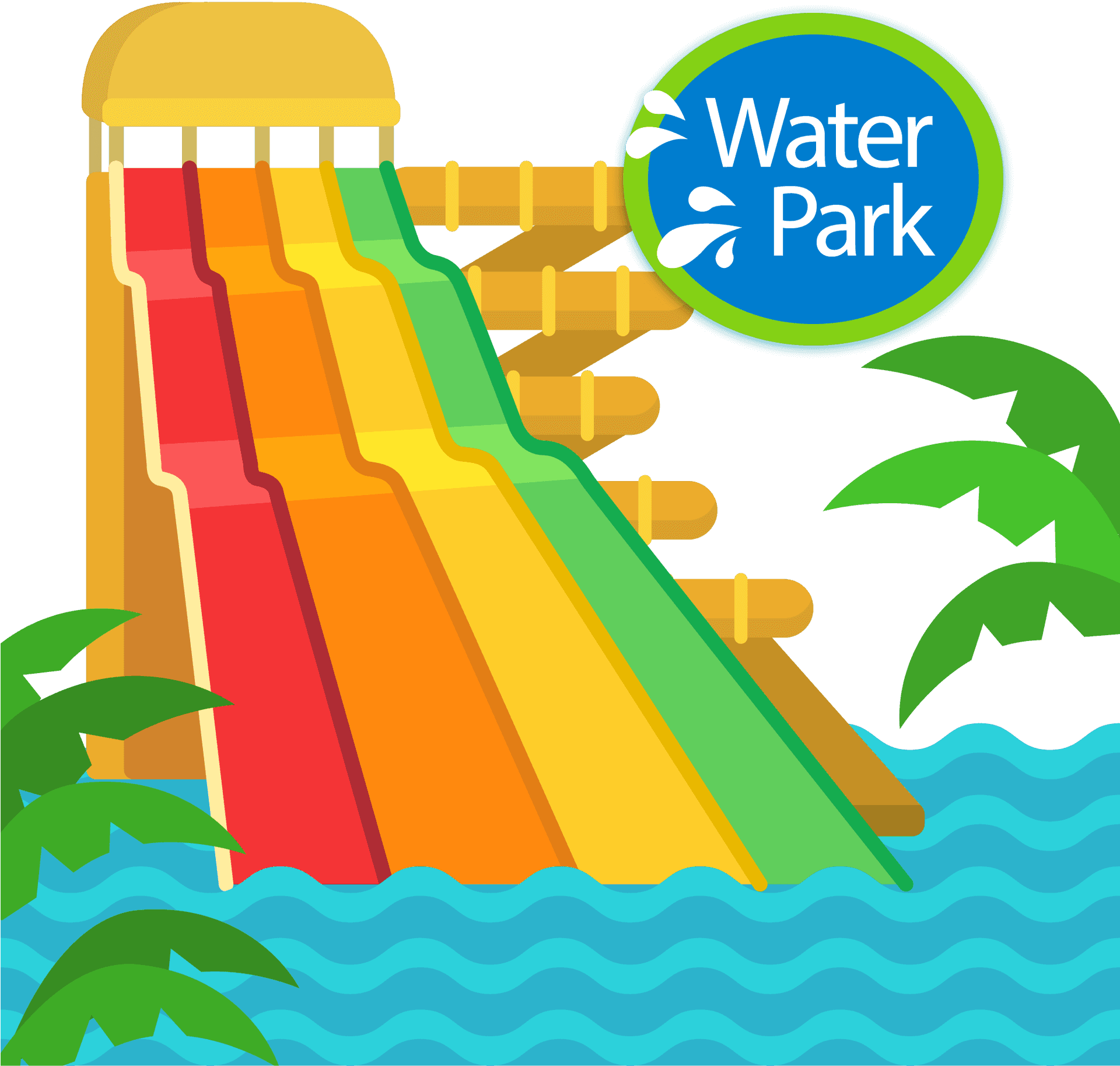 Colorful Water Slide At Park Illustration PNG Image