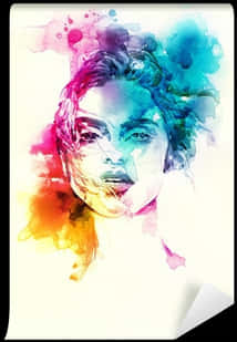 Colorful Watercolor Portrait Abstract PNG Image