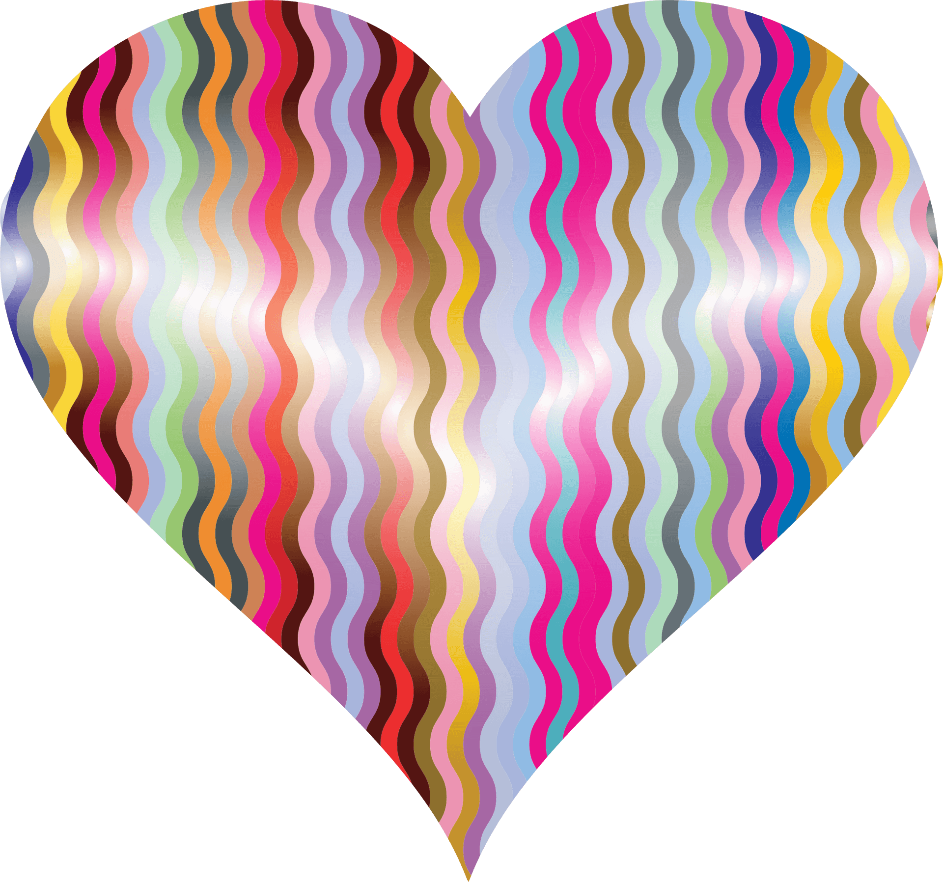 Colorful Wavy Lines Heart Graphic PNG Image